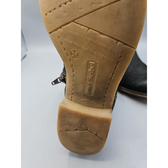 Josef Seibel Sienna 01 Boots Womens 7.5 38 Black Back Tie Leather Booties Ankle - Picture 12 of 12